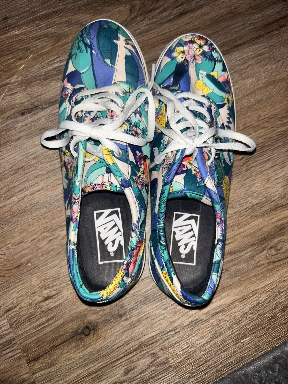 Vans Women's Floral Canvas Low-Top Sneakers - Blue, Green, Yellow